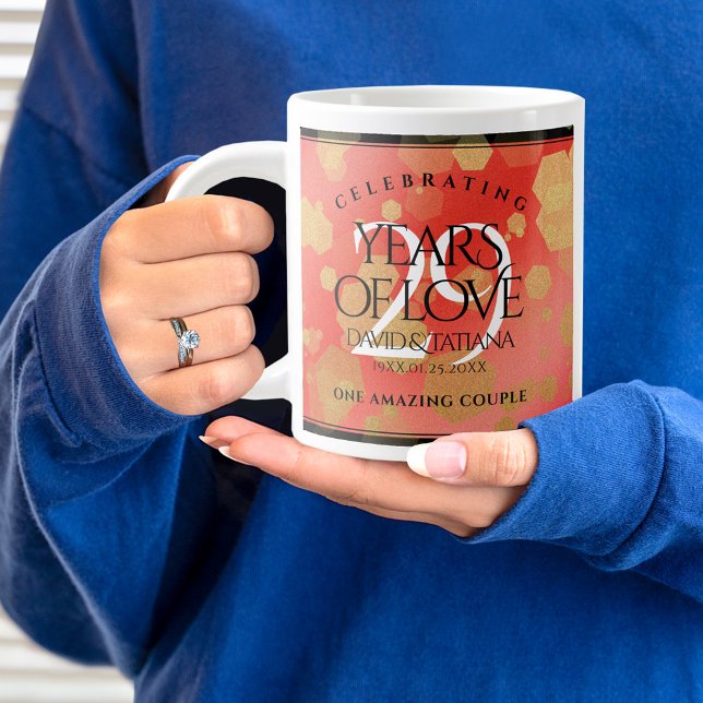 Elegant 29th Garnet Wedding Anniversary Large Coffee Mug (29th Wedding Anniversary Jumbo Coffee Mug Cover Photo (Garnet).)