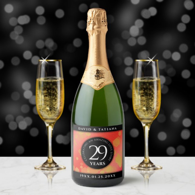 Elegant 29th Garnet Wedding Anniversary Sparkling Wine Label (Creator Uploaded)