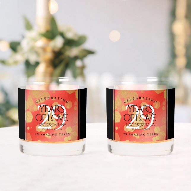 Elegant 29th Garnet Wedding Anniversary Whiskey Glass (Insitu (Wedding))