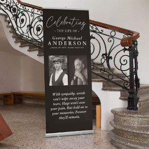 Elegant 2 Photo 'Celebrating the Life' Tribute Retractable Banner