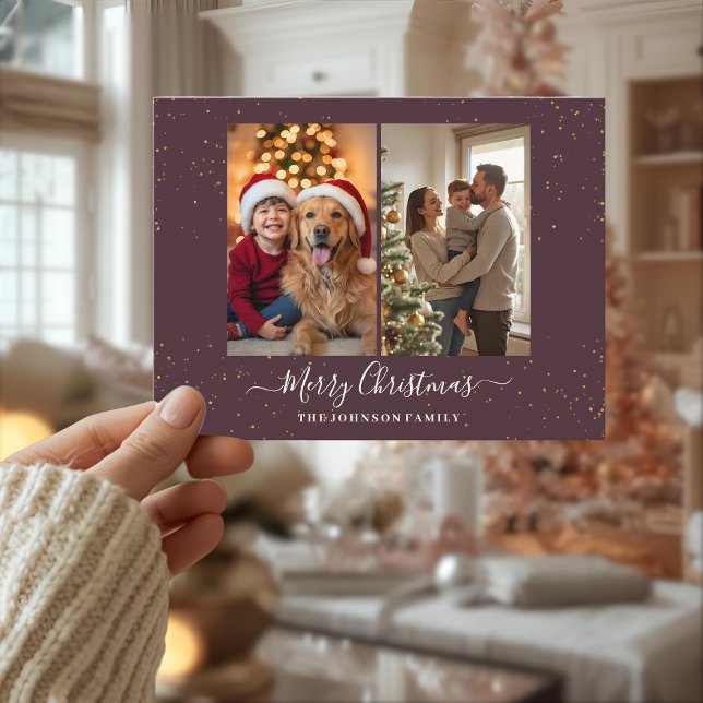 Elegant  2 Photo Christmas Card (Creator Uploaded)