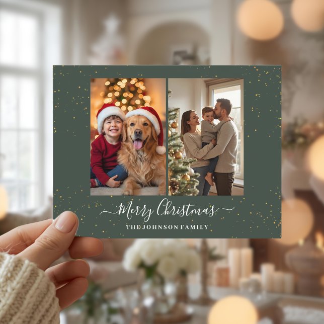 Elegant  2 Photo Christmas Card (Creator Uploaded)