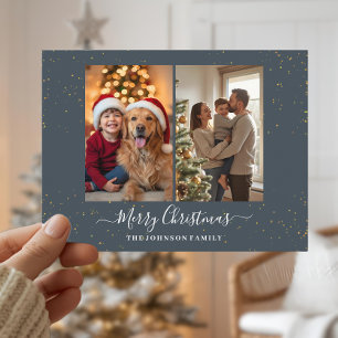 Elegant  2 Photo Christmas Card