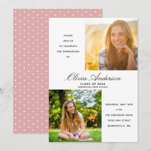 Elegant 2 Photo Dusty Pink Graduation Party