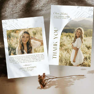 Elegant 2 Photo Minimalist Graduation Thank You Card