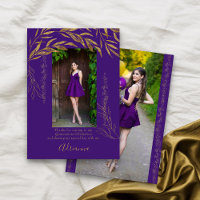 Elegant 2 Photo Purple and Gold Leaf