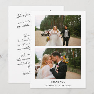 Elegant 2 Photo Wedding Collage Thank You Card