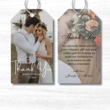 elegant 2 photos modern script wedding thank you