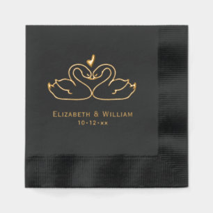 Elegant 2 Swans Outline Wedding Couple Foil Napkins