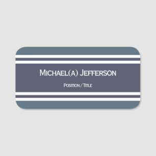 Elegant 2 Tones of Blue and White Striped Pattern Name Tag