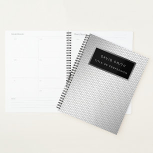Elegant 2in1 Luxury Silver Metal Business Card & Planner