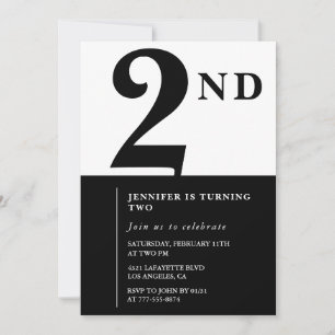 Elegant 2nd birthday invitation Black Chic Girl