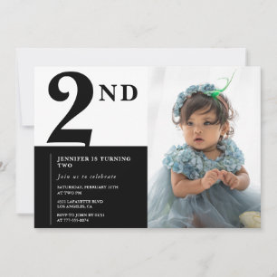 Elegant 2nd birthday invitation Girl Chic Photo