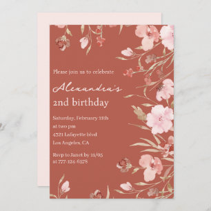 Elegant 2nd birthday invitations Floral Chic