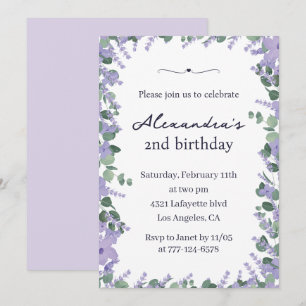 Elegant 2nd birthday invitations Floral Frame