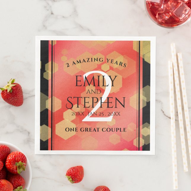 Elegant 2nd Garnet Wedding Anniversary Celebration Napkin (Insitu)