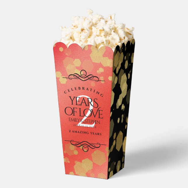 Elegant 2nd Garnet Wedding Anniversary Favour Box (Popped)