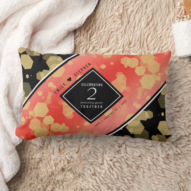 Elegant 2nd Garnet Wedding Anniversary Lumbar Cushion (Blanket)