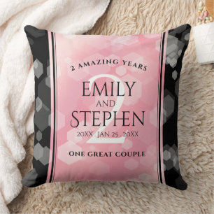Elegant 2nd Rose Quartz Wedding Anniversary Cushion