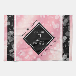 Elegant 2nd Rose Quartz Wedding Anniversary Tea Towel
