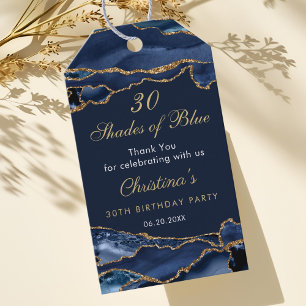 Elegant 30 Shades of Blue Birthday Party Gift Tags