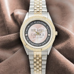 Elegant 30th 46th Pearl Wedding Anniversary Watch<br><div class="desc">Celebrate the 30th or 46th wedding anniversary with this commemorative watch! Elegant black and white serif lettering with pearls on a pearlescent background add a memorable touch for this special occasion and extraordinary milestone. Customize with the couple's names or initials, and add a date for their pearl anniversary. Design ©...</div>