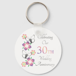Elegant 30th Anniversary Key Ring