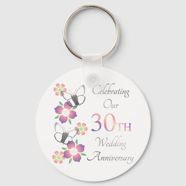 Elegant 30th Anniversary Key Ring (Front)