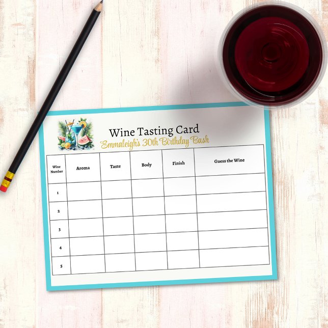 Elegant 30th Birthday Celebration Guess the Wine Notepad (Creator Uploaded)