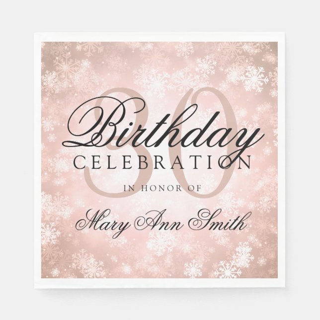 Elegant 30th Birthday Copper Winter Wonderland Napkin (Front)