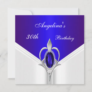 Elegant 30th Birthday Exotic Blue Silver Jewel Invitation