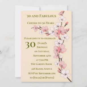 Elegant 30th Birthday Invitation Floral Design