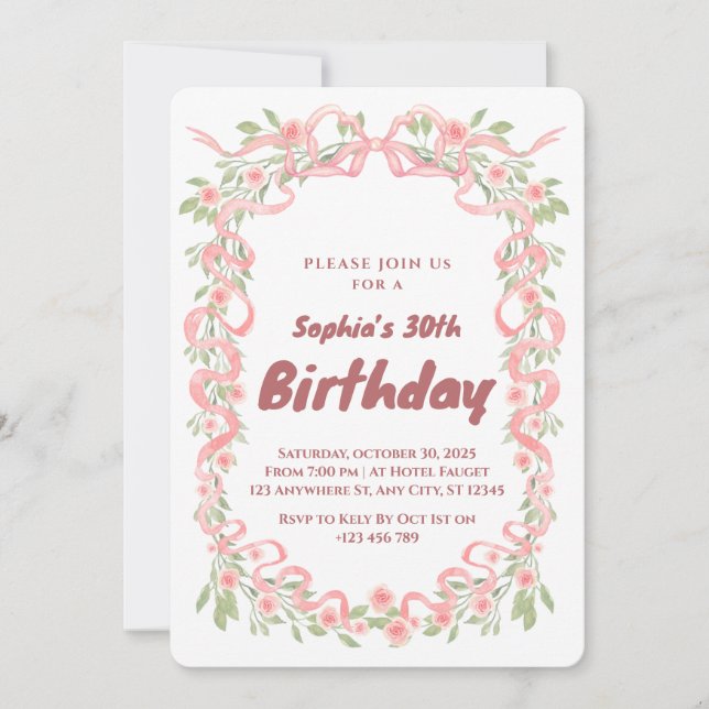 Elegant 30th Birthday Party Invitation (Front)