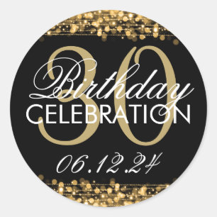 Elegant 30th Birthday Party Sparkles Gold Classic Round Sticker