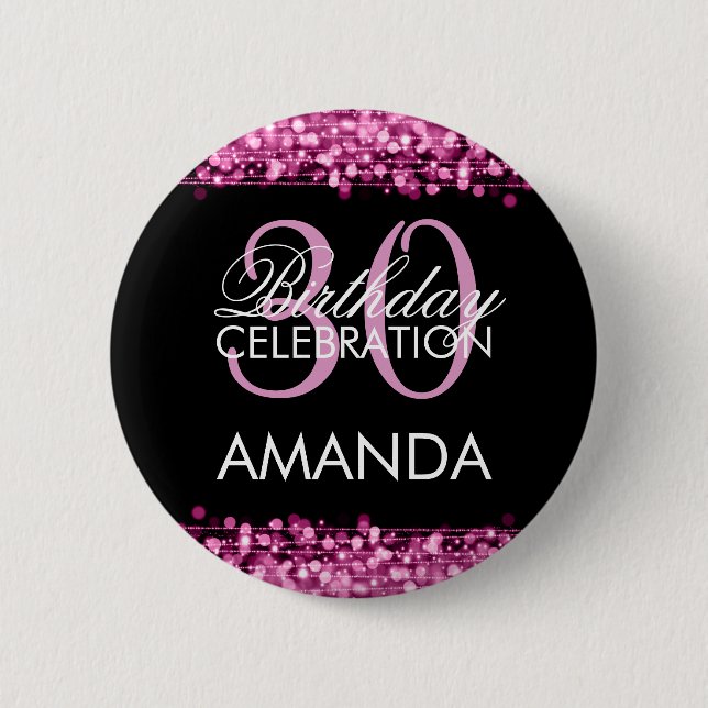 Elegant 30th Birthday Party Sparkles Pink 6 Cm Round Badge (Front)