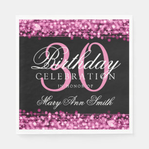Elegant 30th Birthday Party Sparkles Pink Napkin