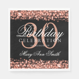 Elegant 30th Birthday Party Sparkles Rose Gold Napkin