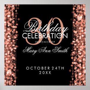 Elegant 30th Birthday Party Sparkles Rose Gold Poster
