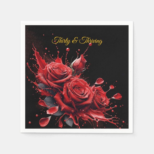 Elegant 30th Birthday - Roses in Bloom Napkin (Front)