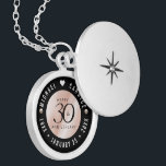 Elegant 30th Pearl Wedding Anniversary Celebration Locket Necklace<br><div class="desc">Commemorate the 30th wedding anniversary with this elegant locket! Elegant black serif and sans serif lettering with pearls on a pearlescent background add a memorable touch for this special occasion and extraordinary milestone. Customise with the happy couple's names, and dates for their pearl anniversary. Design © W.H. Sim, All Rights...</div>