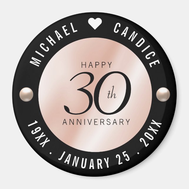Elegant 30th Pearl Wedding Anniversary Celebration Magnet (Front)