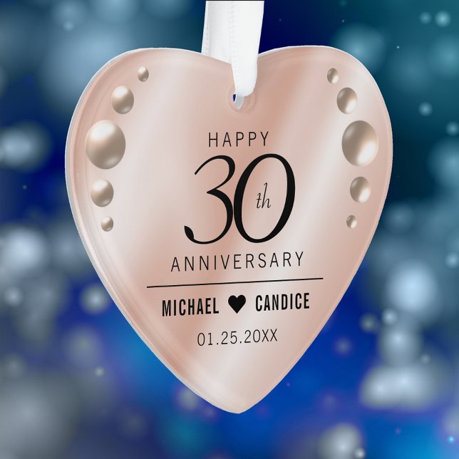 Elegant 30th Pearl Wedding Anniversary Ornament (Elegant 30th Pearl Wedding Anniversary Acrylic Ornament Cover Photo.)
