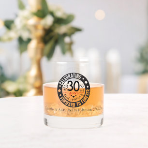 Elegant 30th year Anniversary add names date  Whiskey Glass