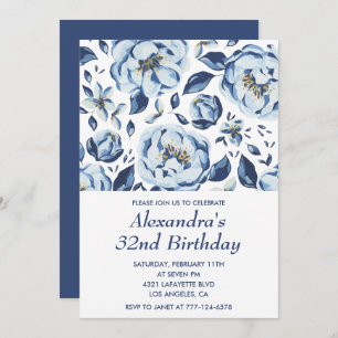 Elegant 32nd birthday invitations Floral Vintage
