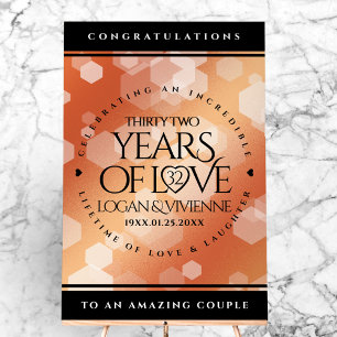 Elegant 32nd Bronze Wedding Anniversary Acrylic Sign