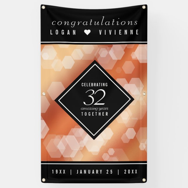 Elegant 32nd Bronze Wedding Anniversary Banner (Vertical)