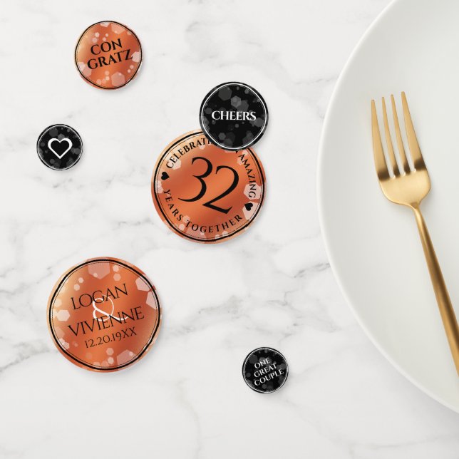 Elegant 32nd Bronze Wedding Anniversary Confetti (Group)