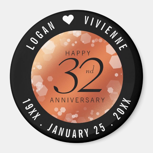 Elegant 32nd Bronze Wedding Anniversary Magnet (Front)