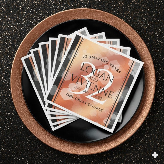 Elegant 32nd Bronze Wedding Anniversary Napkin (Elegant 32nd Bronze Wedding Anniversary Napkins Cover Photo)