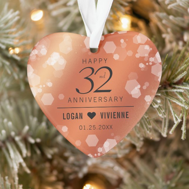 Elegant 32nd Bronze Wedding Anniversary Ornament (Tree)